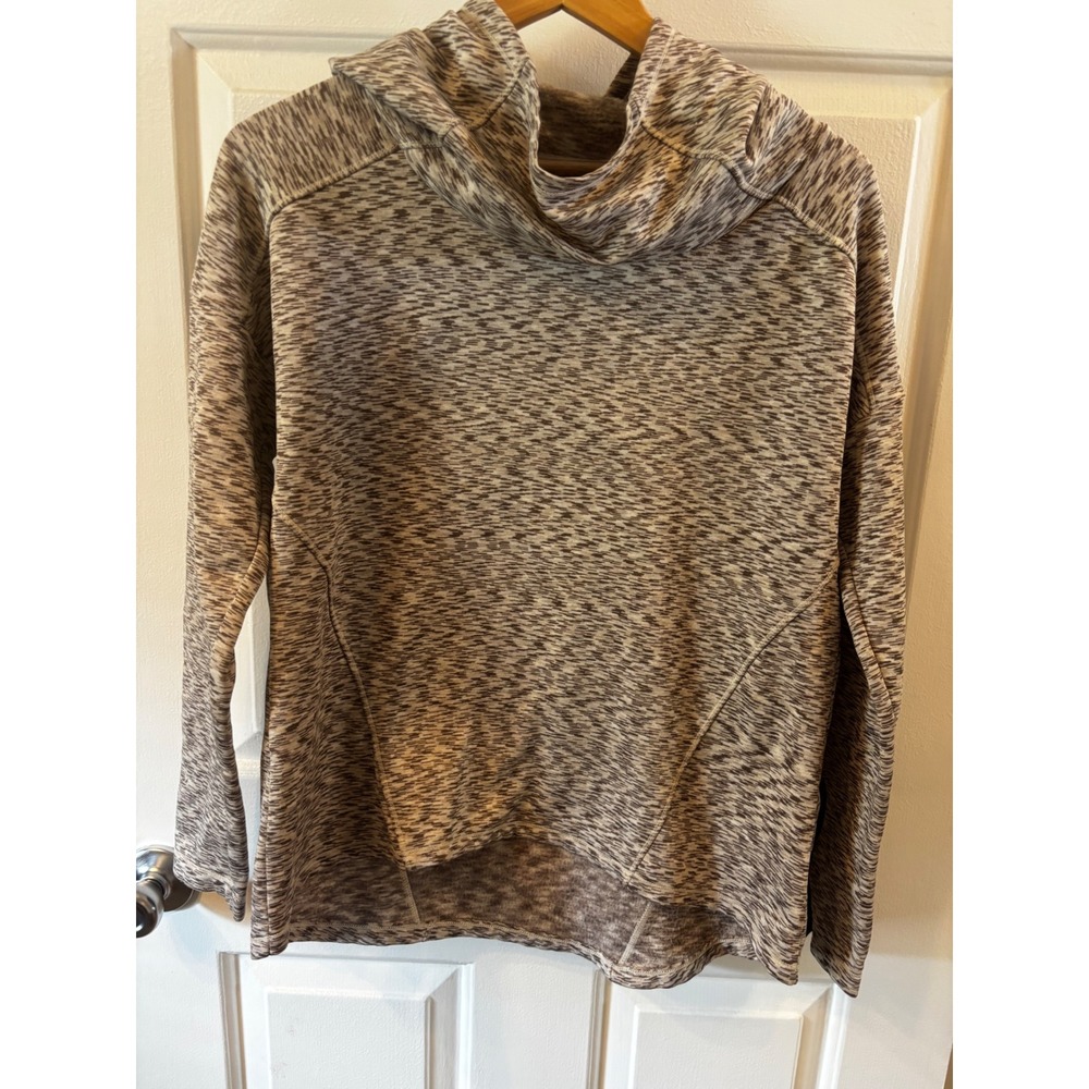 Avalanche Outdoor Women Brown Space Dye Cowl Neck Hoodie Snap Cuff Pullover M